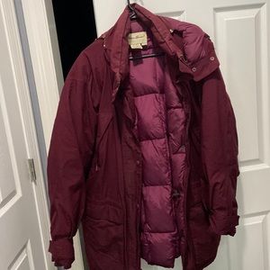 Heavy coat and hood with goose down